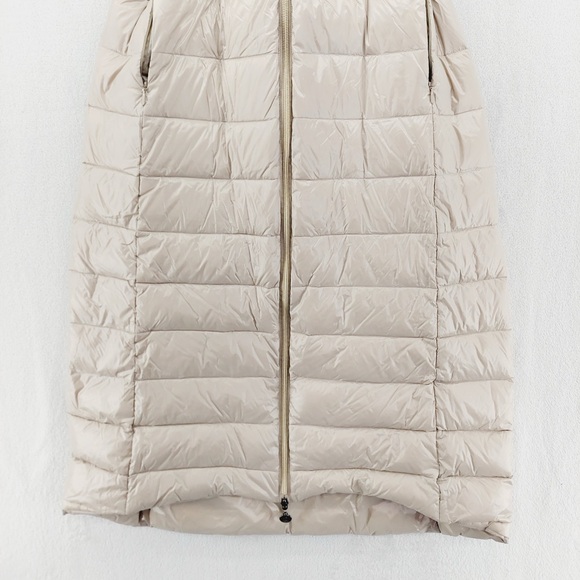 NEW Emma & Gaia Red Label Beige Hooded Long Puffer Vest Belted Quilted Z63 - Picture 2 of 11